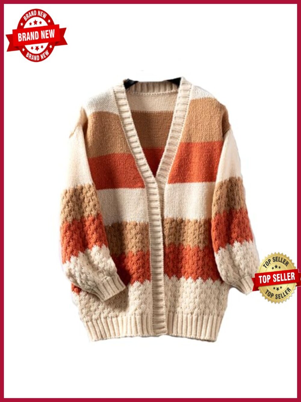 Women's Long Sleeve Chunky Cable Knit Oversized Cardigan Sweater